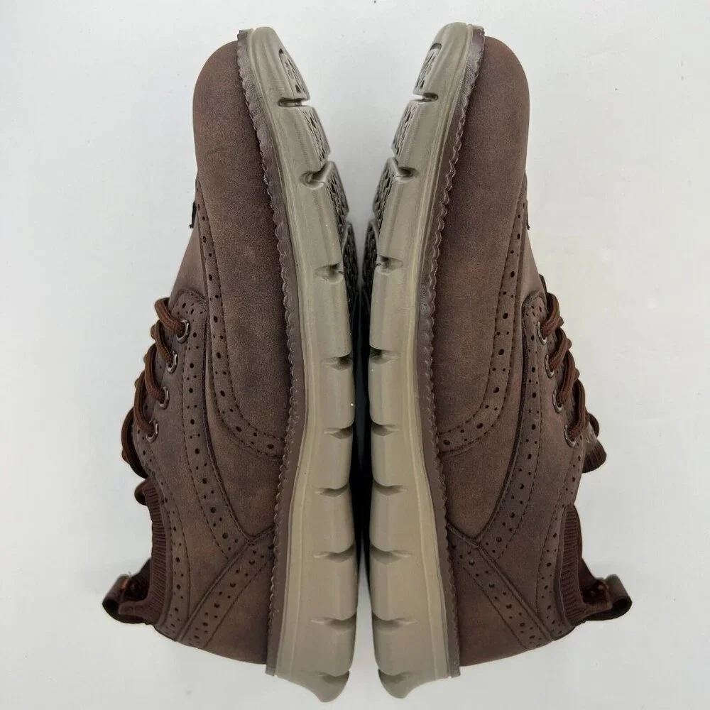 Haoyundong Mens Brown Oxford Faux Leather Casual Fashion Low Top Size 7 Shoes